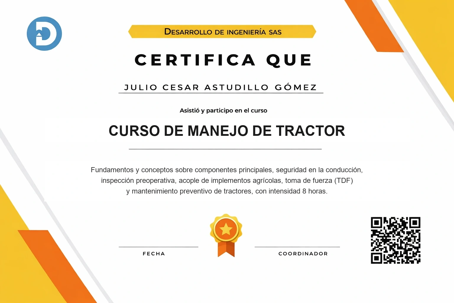 Certificación oficial de manejo de tractor en Chile